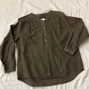 Vintage Harvey Bernard Shirt Khaki Linen-Cotton
